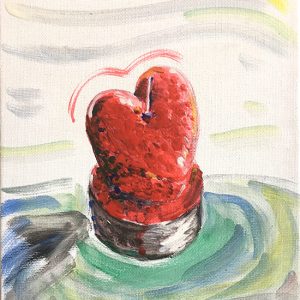 candle heart-painted with acrylics-wall art-gift-love heart-painting